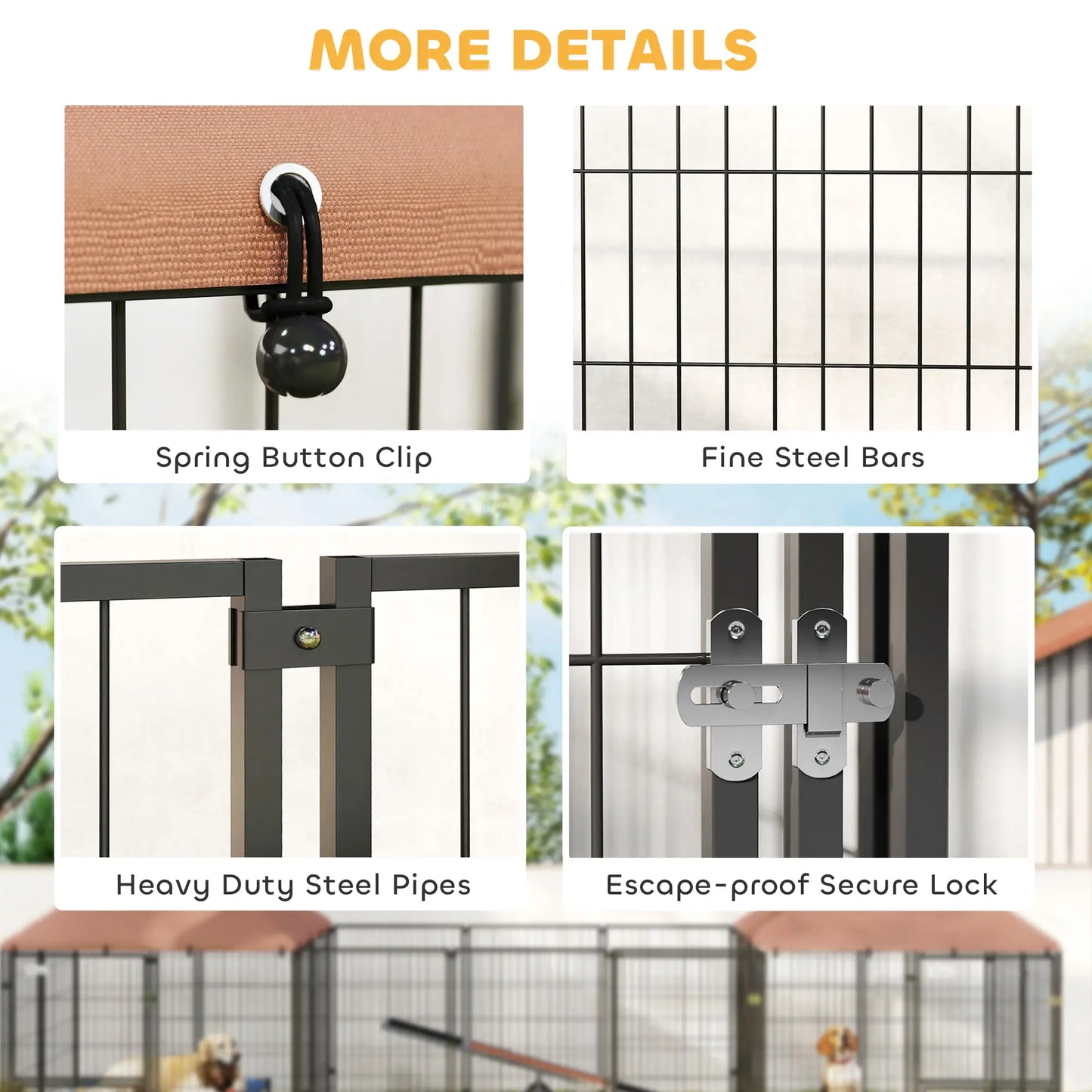 Outdoor Dog Kennel, 2 Rooms, Adjustable Bowls, Waterproof Cover, 16.2' x 4.7' x 5.1' Houses, Kennels & Pens at Gallery Canada