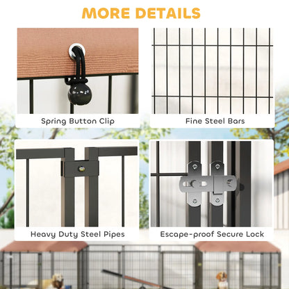 Outdoor Dog Kennel, 2 Rooms, Adjustable Bowls, Waterproof Cover, 16.2' x 4.7' x 5.1' Houses, Kennels & Pens at Gallery Canada