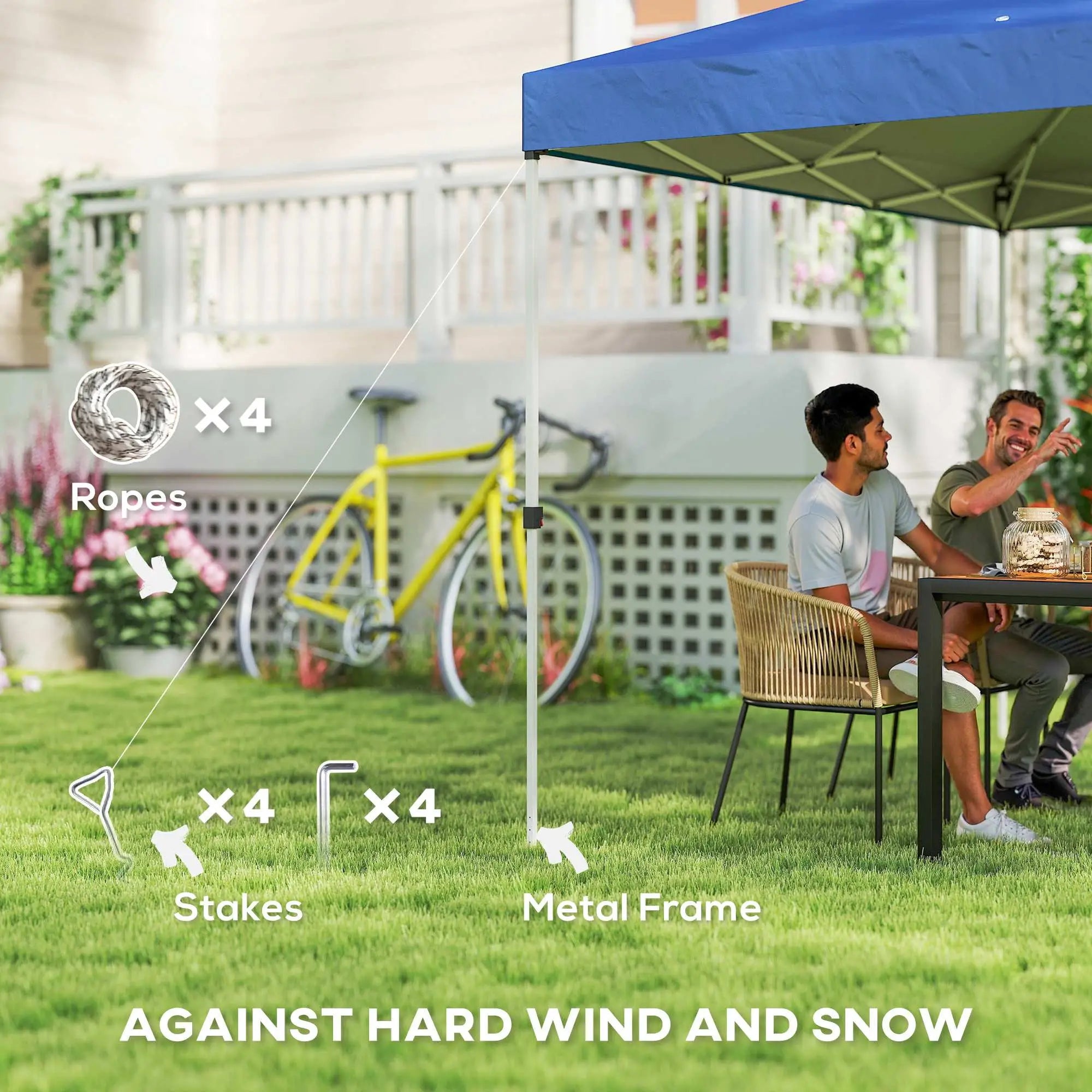 Waterproof Pop Up Canopy Tent, 9.8' x 9.8', With Carrying Bag, Blue Pop Up Canopies at Gallery Canada