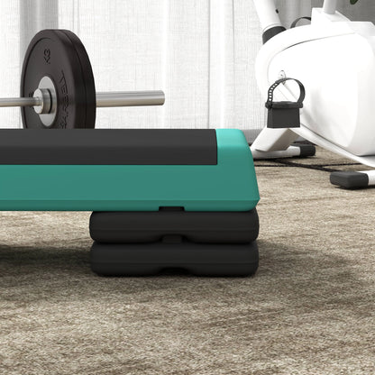 Adjustable Exercise Step Platform, 3-Level with Risers 4", 6", 8" Aerobic Stepper, 550lbs Weight Capacity, Green Aerobic Equipment at Gallery Canada