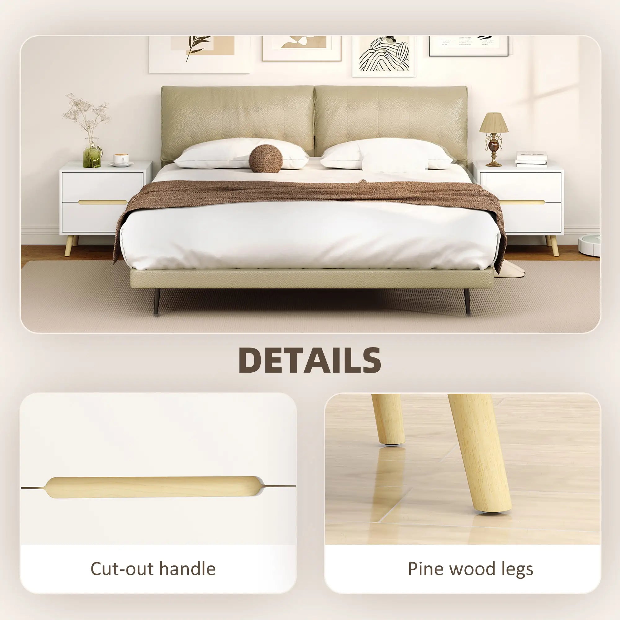 Modern Nightstands Set Of 2, 2 Drawers, Solid Wood Legs, White Bedside Tables at Gallery Canada