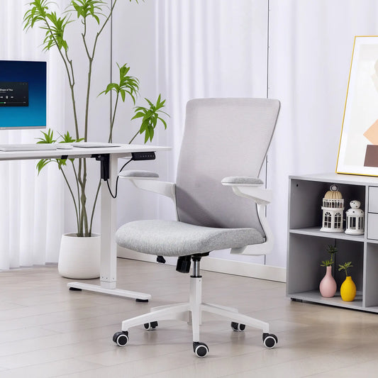 Ergonomic Office Chair, Adjustable Lumbar Support, Flip-Up Armrests, Grey Task Chairs Grey, White at Gallery Canada
