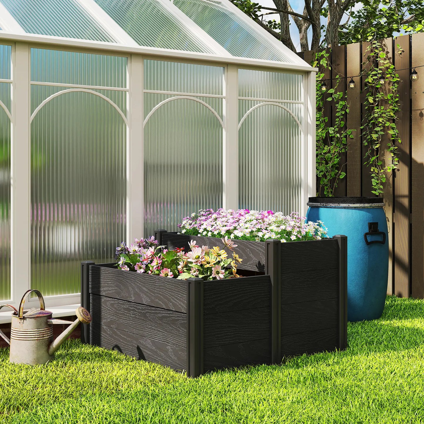 Vinyl Raised Garden Bed Kit, 3-Tier Elevated Garden Box, Outdoor Planter Wooden Planter Boxes at Gallery Canada