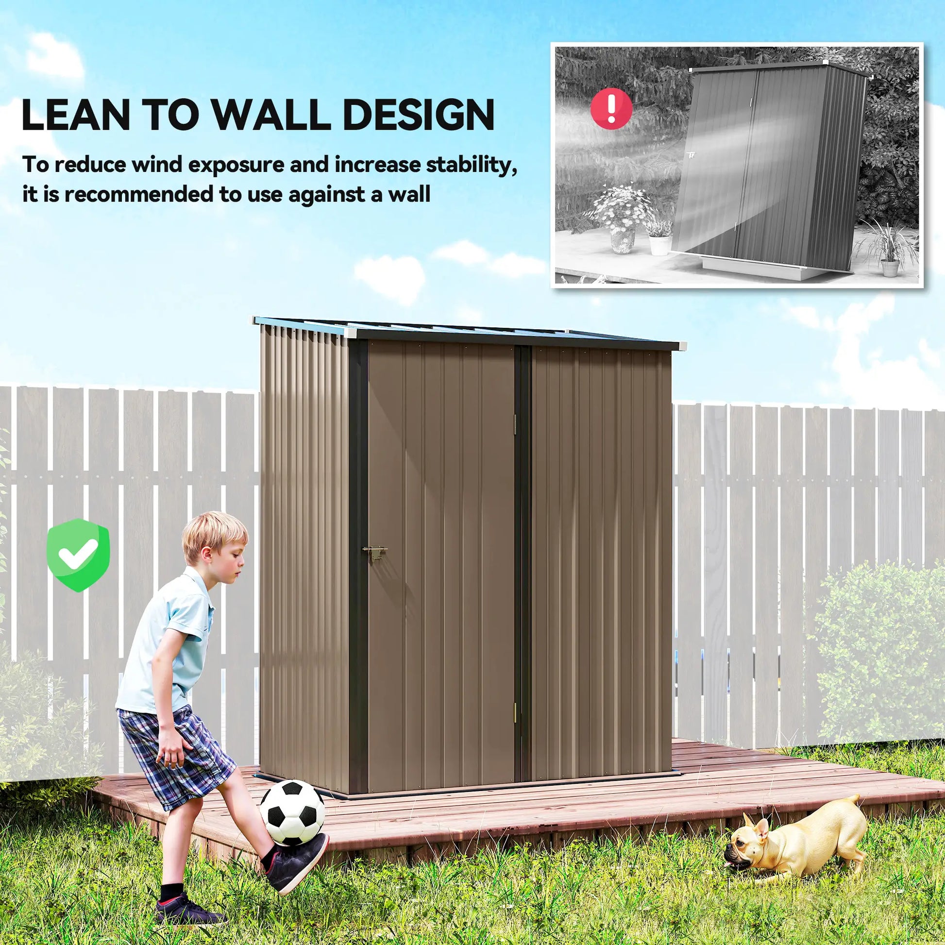 5' x 3' Outdoor Storage Shed, Steel Garden Shed, Lockable Door, Brown Sheds at Gallery Canada