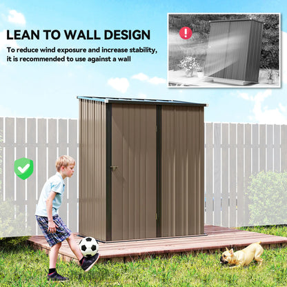 5' x 3' Outdoor Storage Shed, Steel Garden Shed, Lockable Door, Brown Sheds at Gallery Canada
