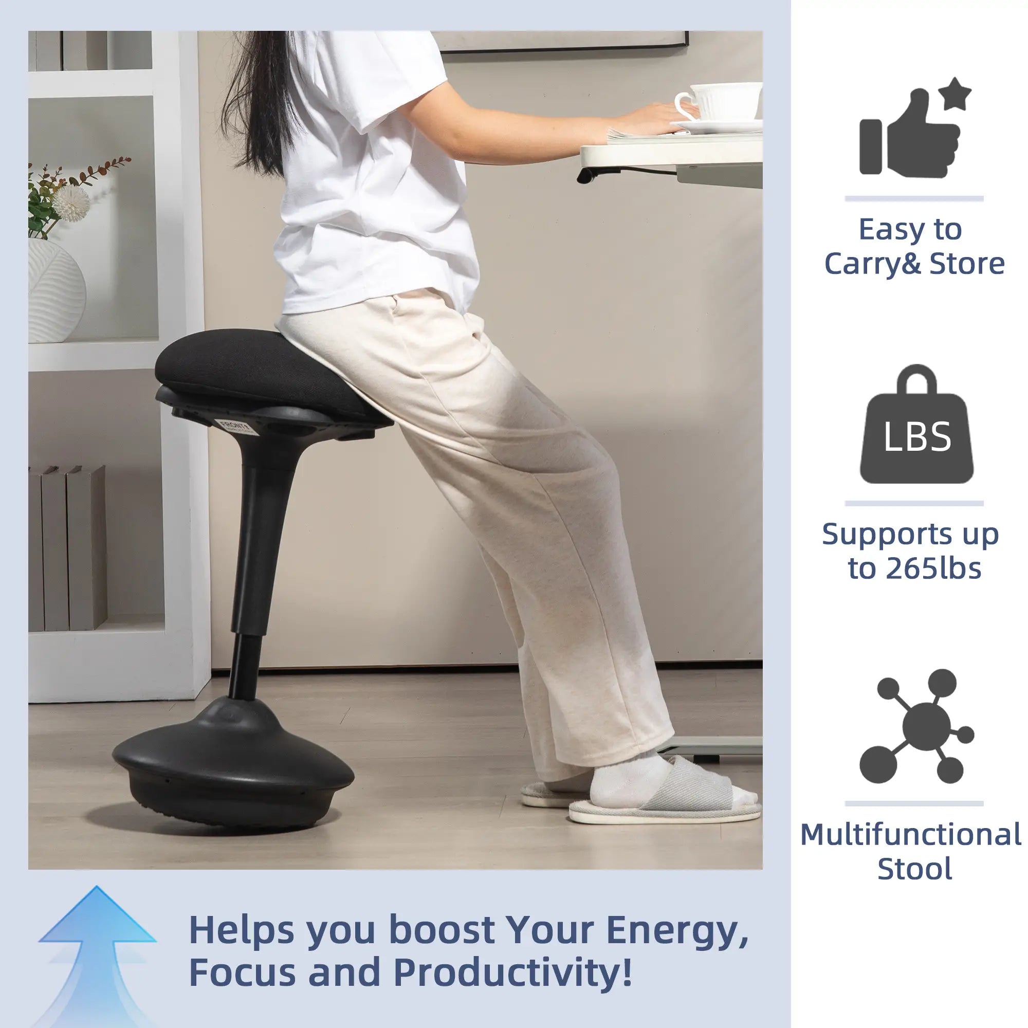Adjustable Ergonomic Standing Stool, Swivel Backless Wobble Chair Office Chairs at Gallery Canada
