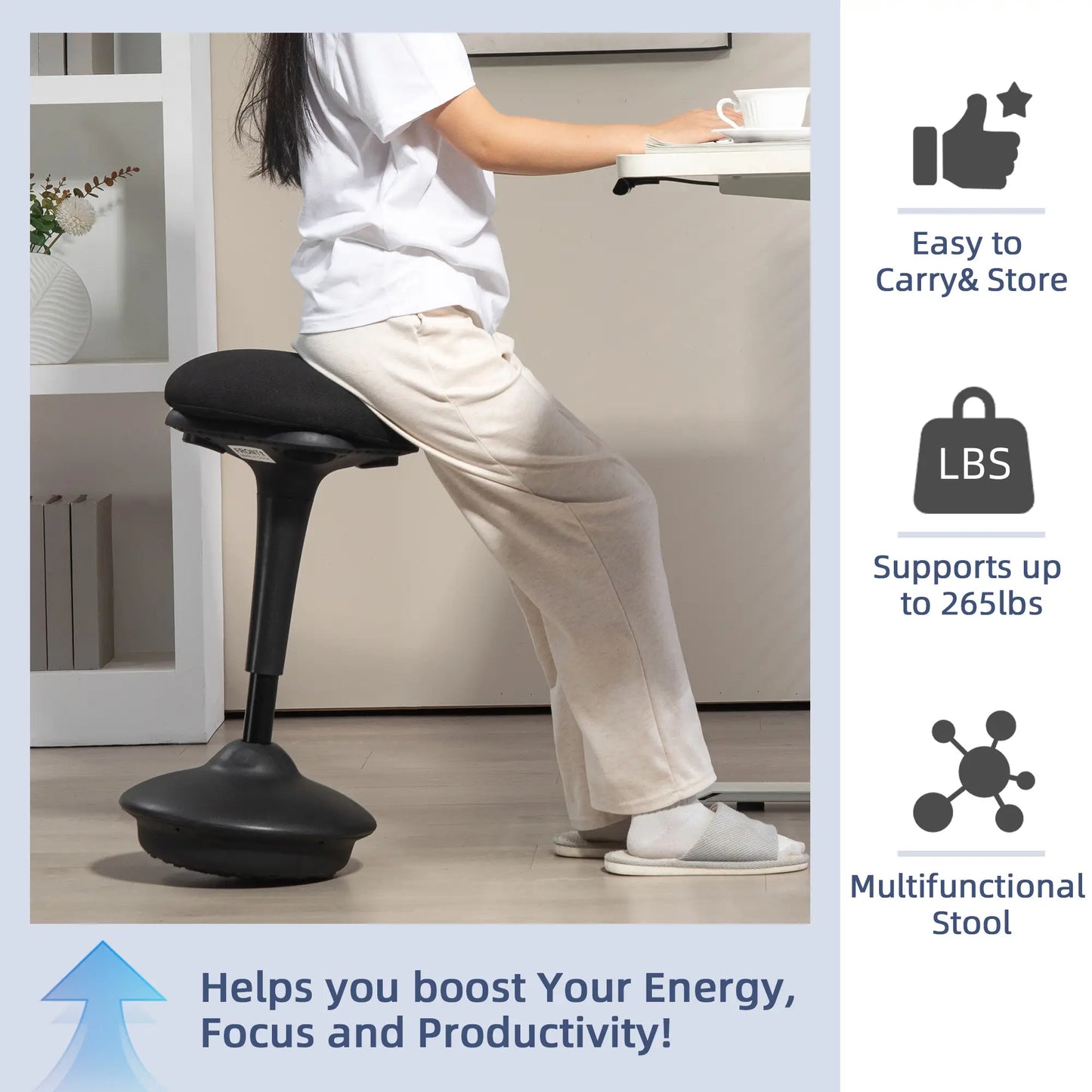 Adjustable Ergonomic Standing Stool, Swivel Backless Wobble Chair Office Chairs at Gallery Canada