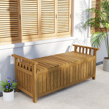 Wooden Storage Bench With Armrests, Outdoor Patio Garden, Brown Patio Chairs at Gallery Canada