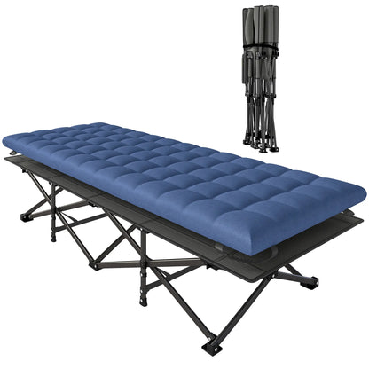 32" Extra Wide Folding Camping Cot, Soft Pad, Non-Slip Feet, Carry Bag, Blue Camping Cots at Gallery Canada