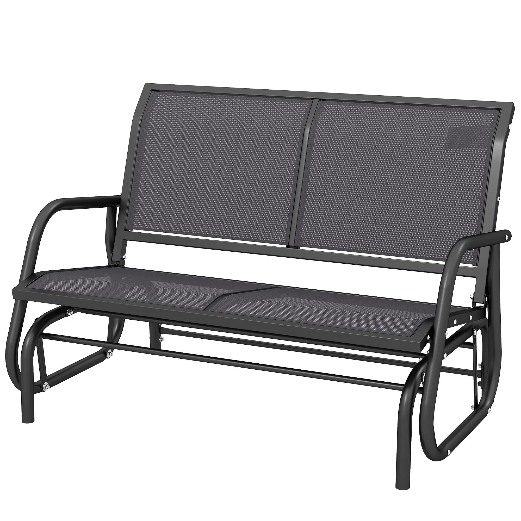 Double Glider Steel Sling Fabric Swing Chair, Heavy-Duty, Grey Outdoor Gliders at Gallery Canada