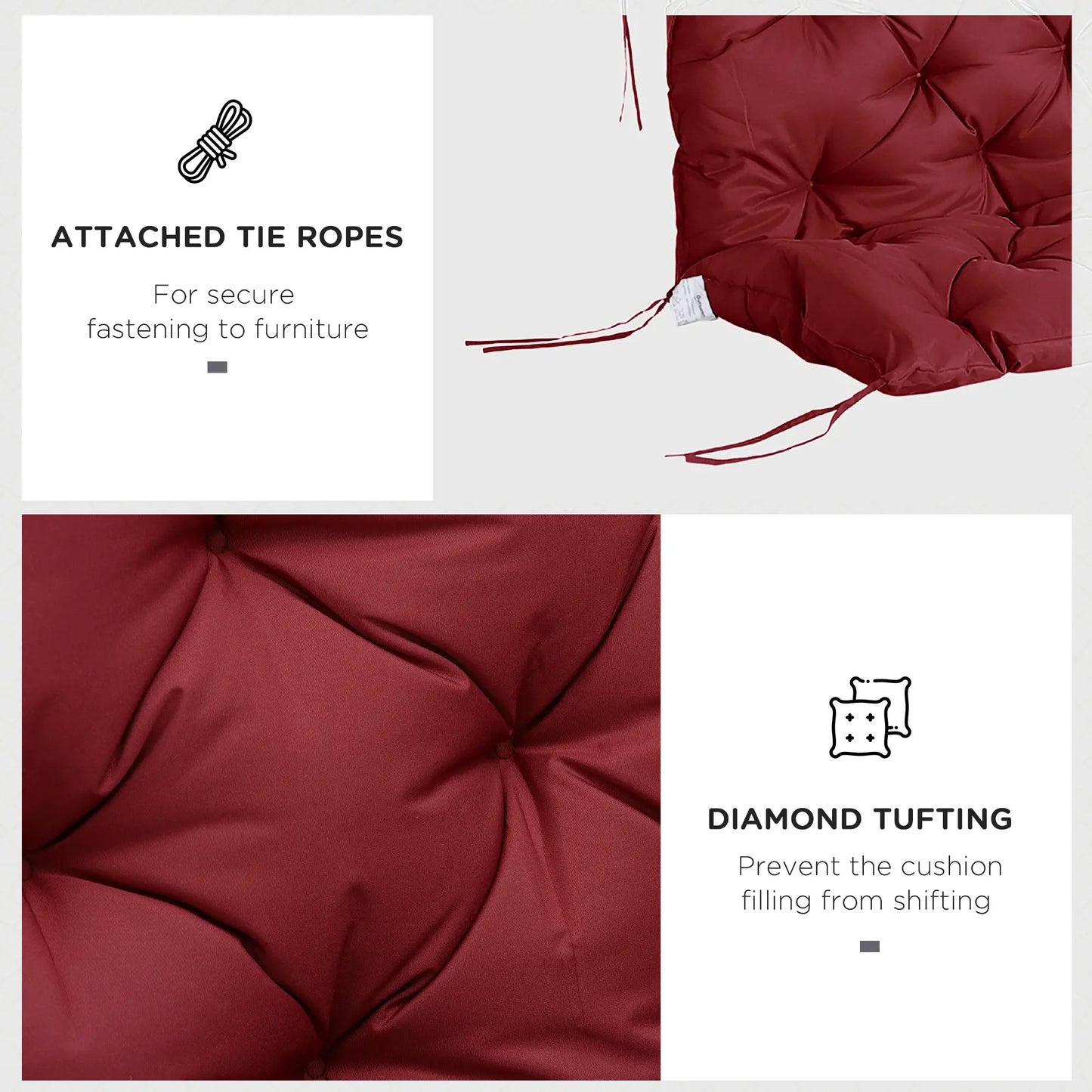 3 Seater Outdoor Swing Cushions, Backrest, Patio Furniture, Wine Red Patio Chair Cushions at Gallery Canada