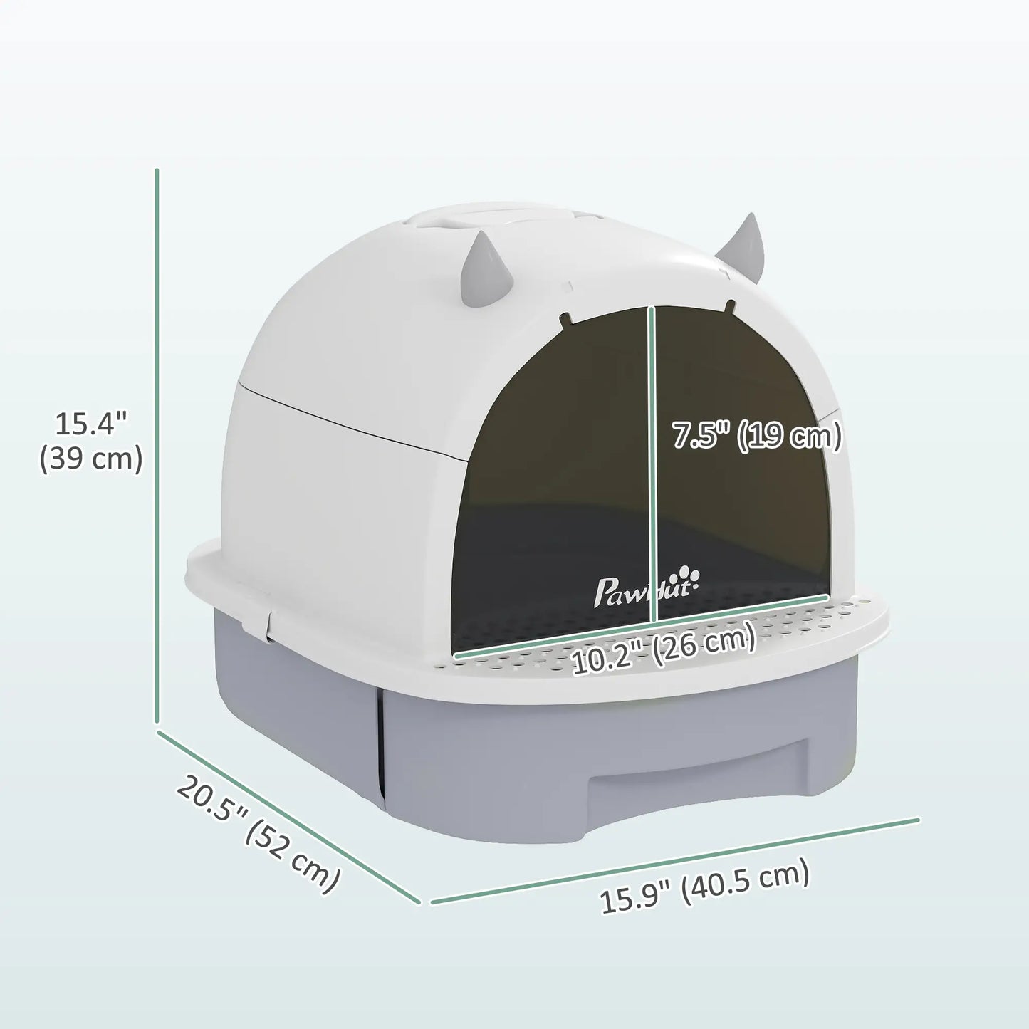 Cat Litter Box with Lid, Front Door Flap, Scoop, Grey Cat Litter Box Enclosures at Gallery Canada