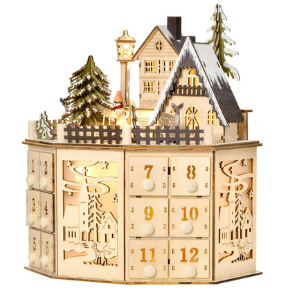 Wooden Christmas Advent Calendar, Lighted 24 Days, Battery Operated, Natural Christmas Advent Calendars at Gallery Canada