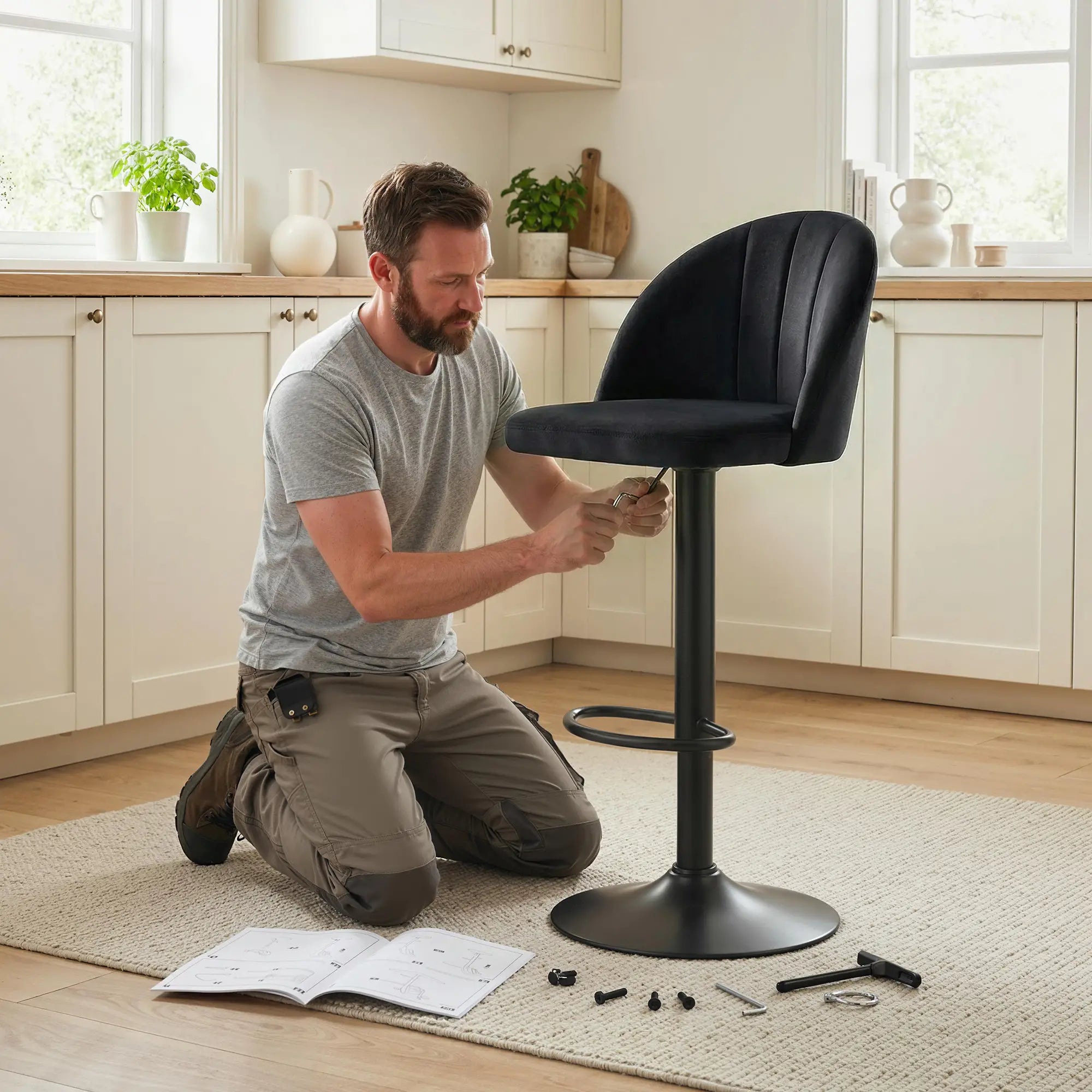 Swivel Counter Height Barstools Set of 2, Black Bar Stools at Gallery Canada