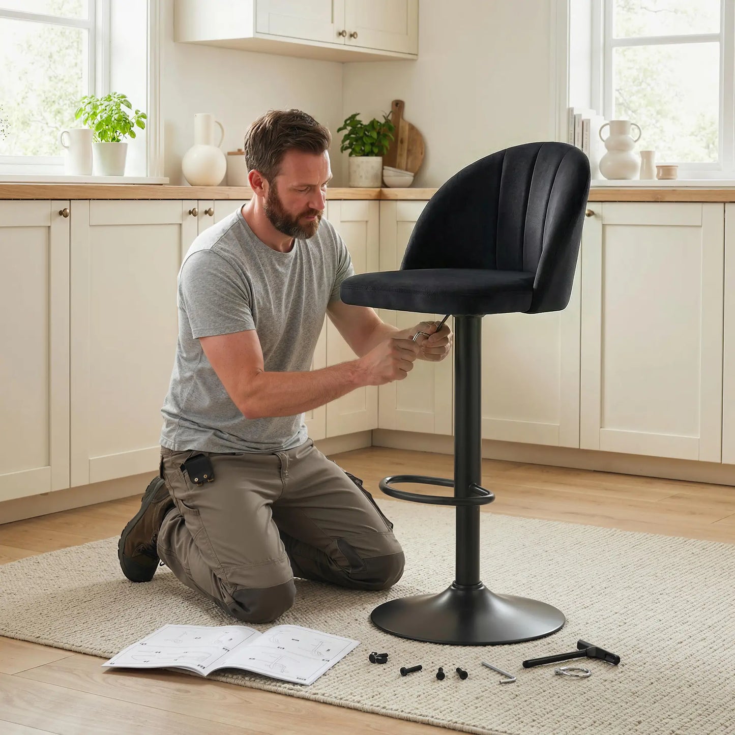 Swivel Counter Height Barstools Set of 2, Black Bar Stools at Gallery Canada