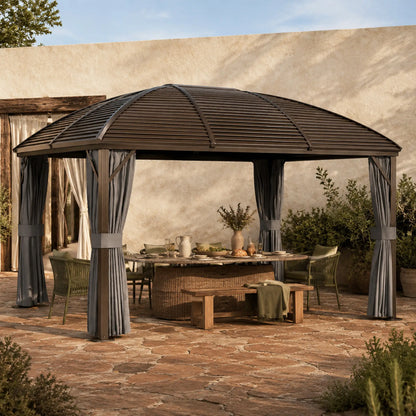10' x 13' Hardtop Gazebo, Aluminum Canopy, Mesh Nettings, Dark Grey Gazebos at Gallery Canada