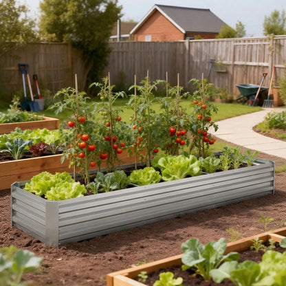 8'x2'x1' Galvanized Raised Bed, Elevated Planter Box, Silver Galvanized Planter Boxes at Gallery Canada