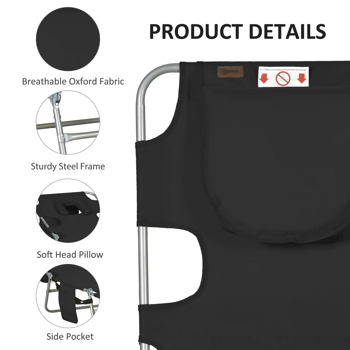Folding Outdoor Lounge Chair, 5-Level Tanning Chair, Black Lounger Chairs at Gallery Canada