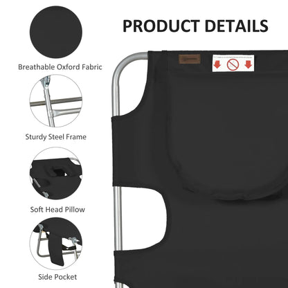 Folding Outdoor Lounge Chair, 5-Level Tanning Chair, Black Lounger Chairs at Gallery Canada