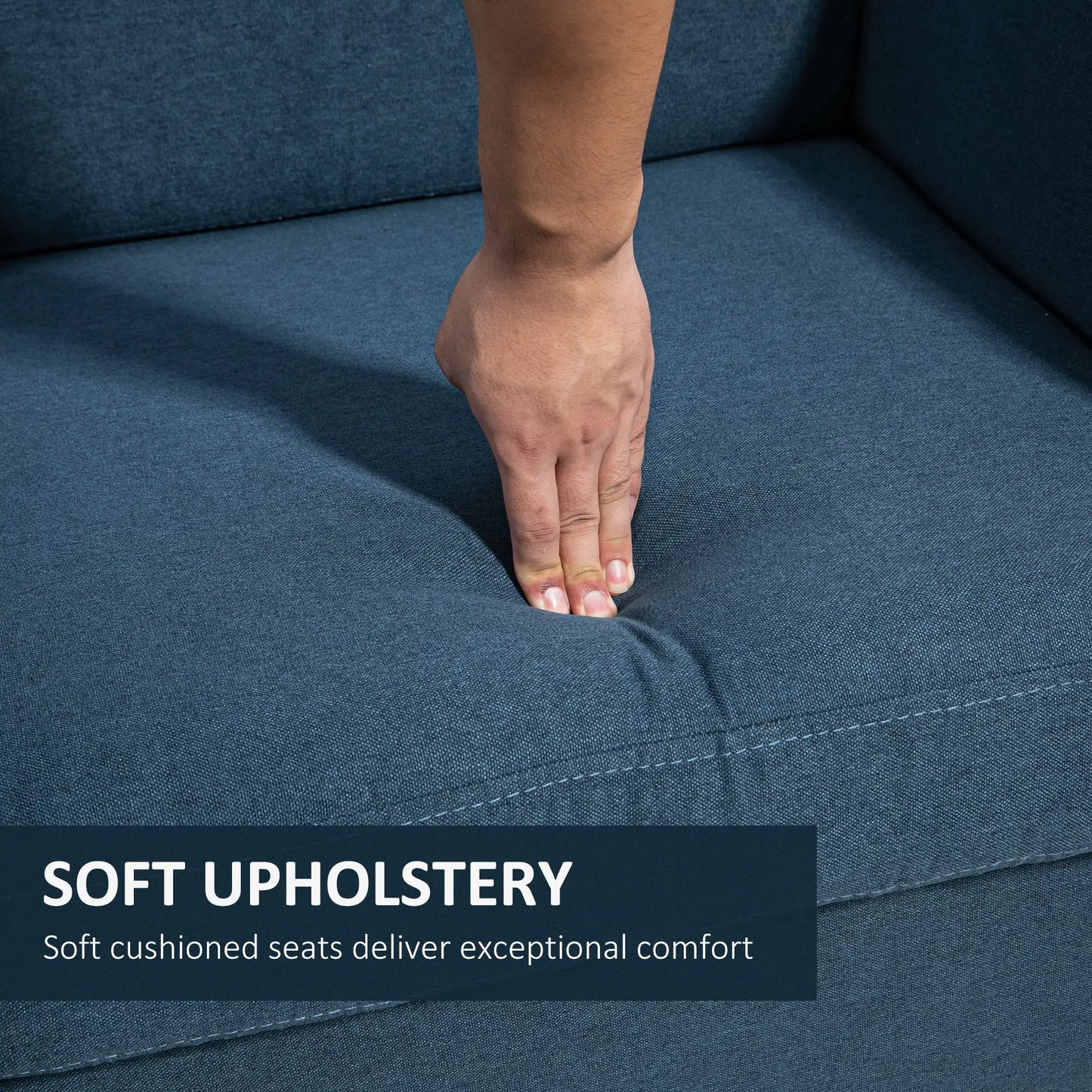 2-Seat Sofa with Armrests, Wood Legs, 2-Seater, Blue 2-Seater Sofas at Gallery Canada