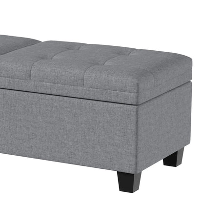 51.2" Storage Ottoman Bench, 2 Compartments, Dark Grey, Dark Grey