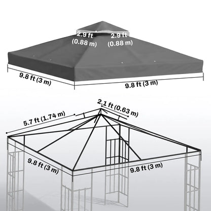 10' x 10' Gazebo Canopy Replacement Cover, UPF30+, Top Cover Only, Dark Grey Gazebo Canopy Replacement at Gallery Canada