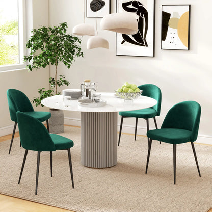 Set of 2 Mid-Back Dining Chairs, Velvet Upholstery, Green Dining Chairs at Gallery Canada