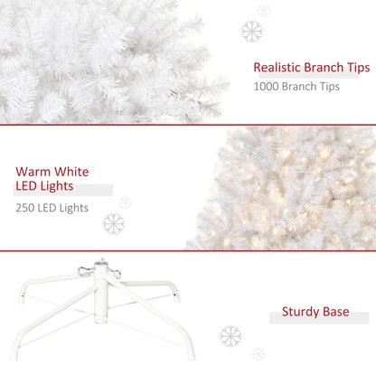 6FT Prelit Artificial Christmas Tree, Warm White LED, Auto Open, White Pre Lit Christmas Trees at Gallery Canada