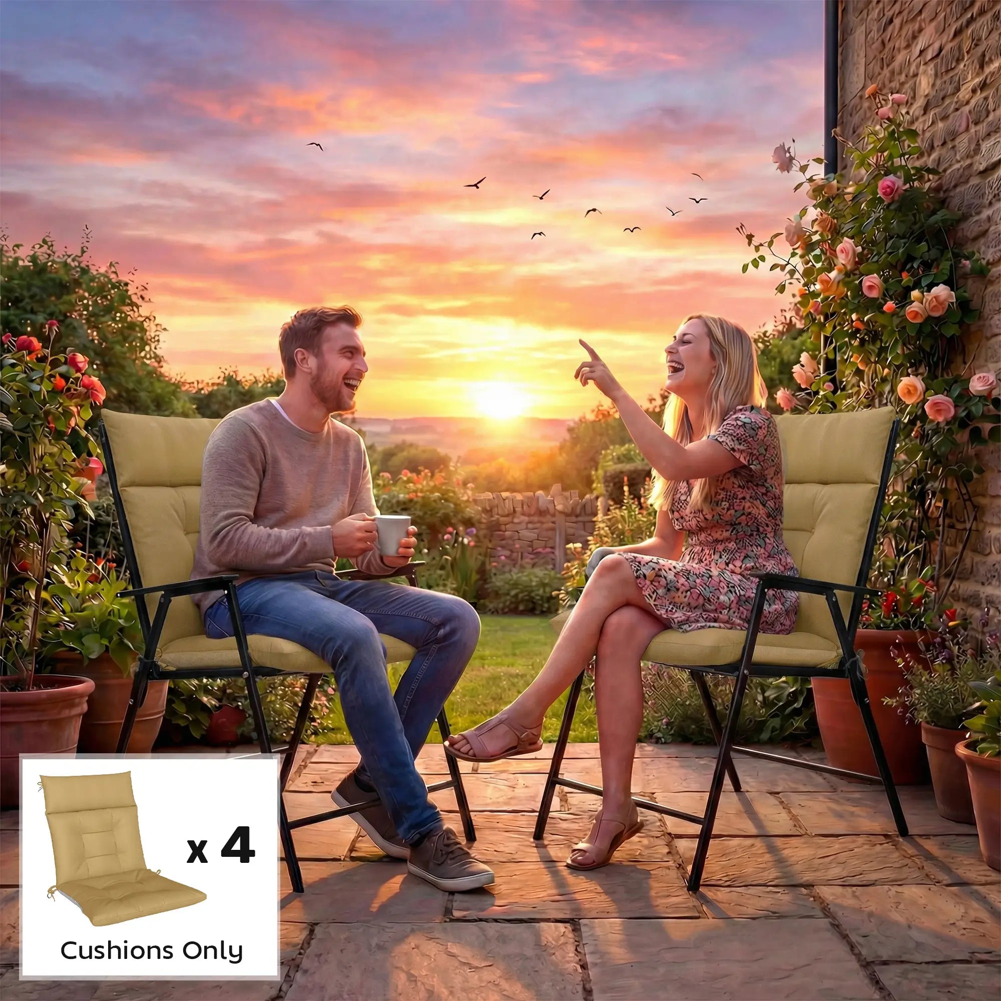 Patio Chair Cushions Set Of 4, Waterproof Non-Slip, 44
