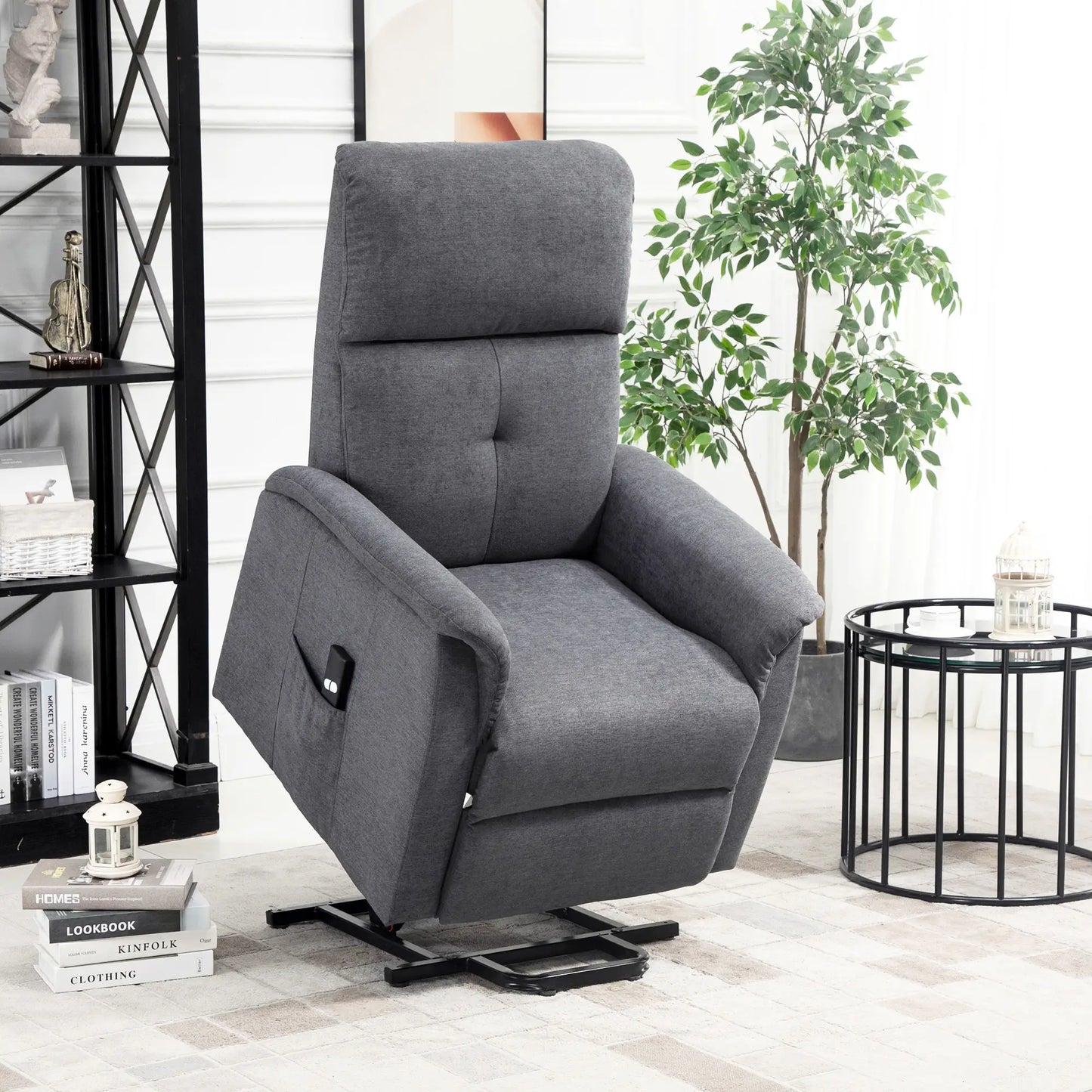 Power Lift Chair, Electric Recliner Sofa with Remote, Side Pocket, Grey Electric Power Lift Chairs at Gallery Canada