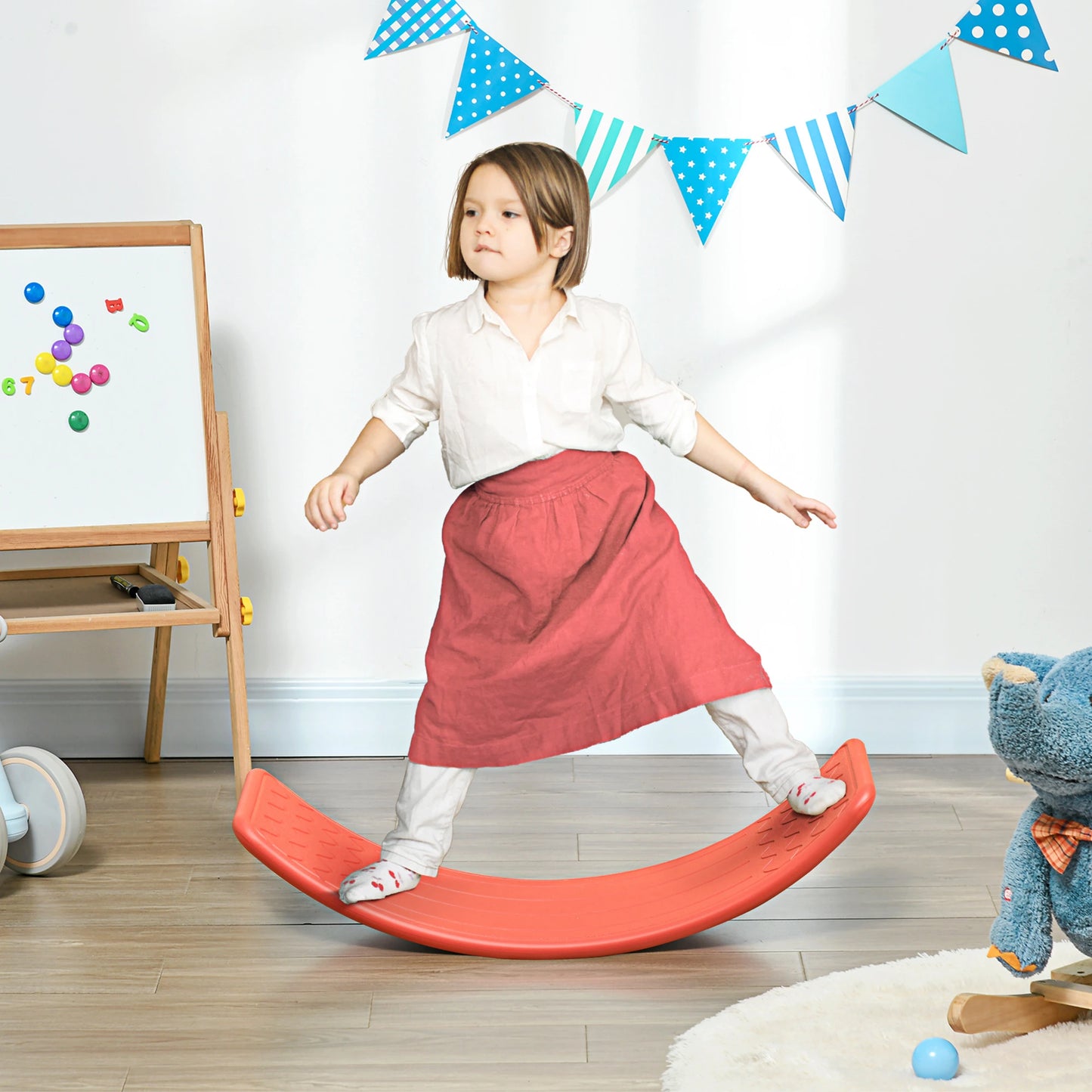 32.3" Balance Board, Wobble Board, Kids Rocker, Montessori Toy, Red Baby Gym & Playmats at Gallery Canada