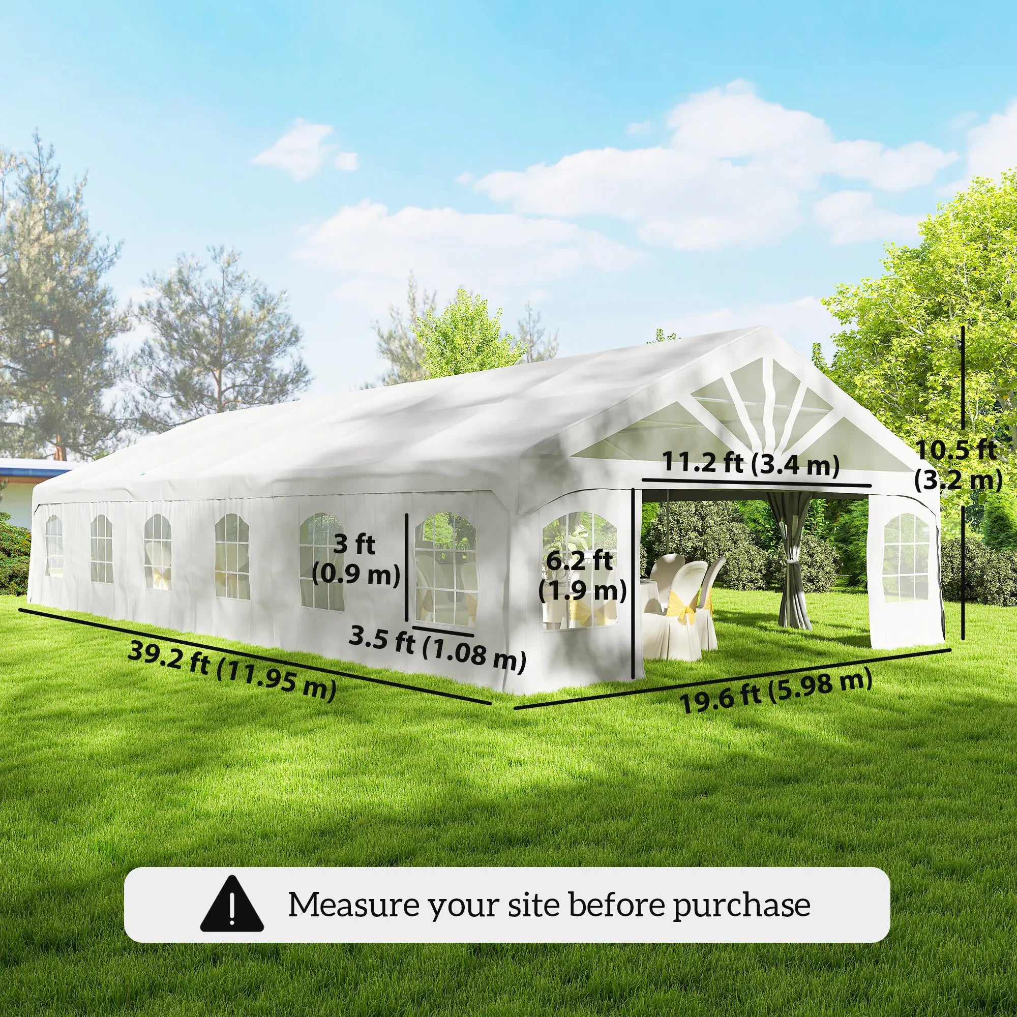 Heavy Duty Party Tent, 20' x 40' Large Sun Shade Canopy, White Canopy Tents at Gallery Canada