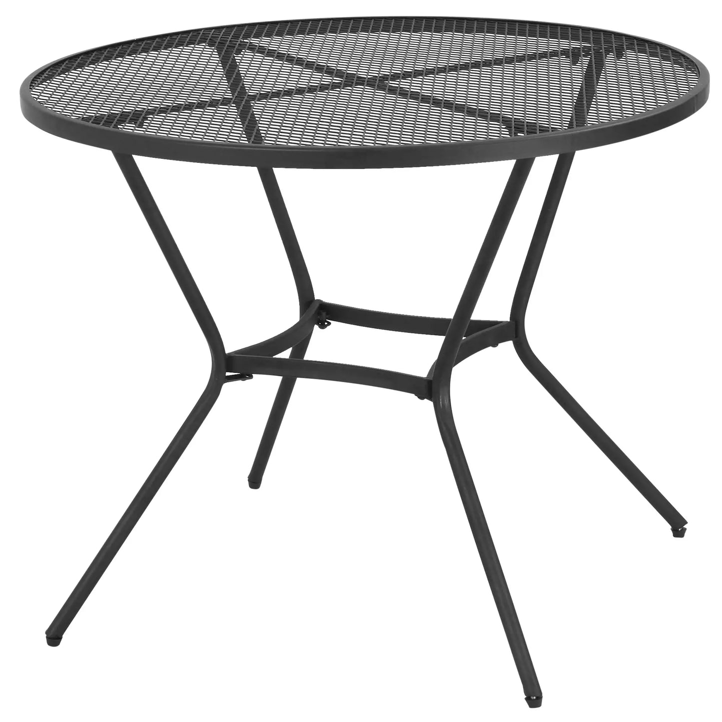 35" Round Patio Dining Table, Steel with Mesh Tabletop, Black Patio Side Tables at Gallery Canada