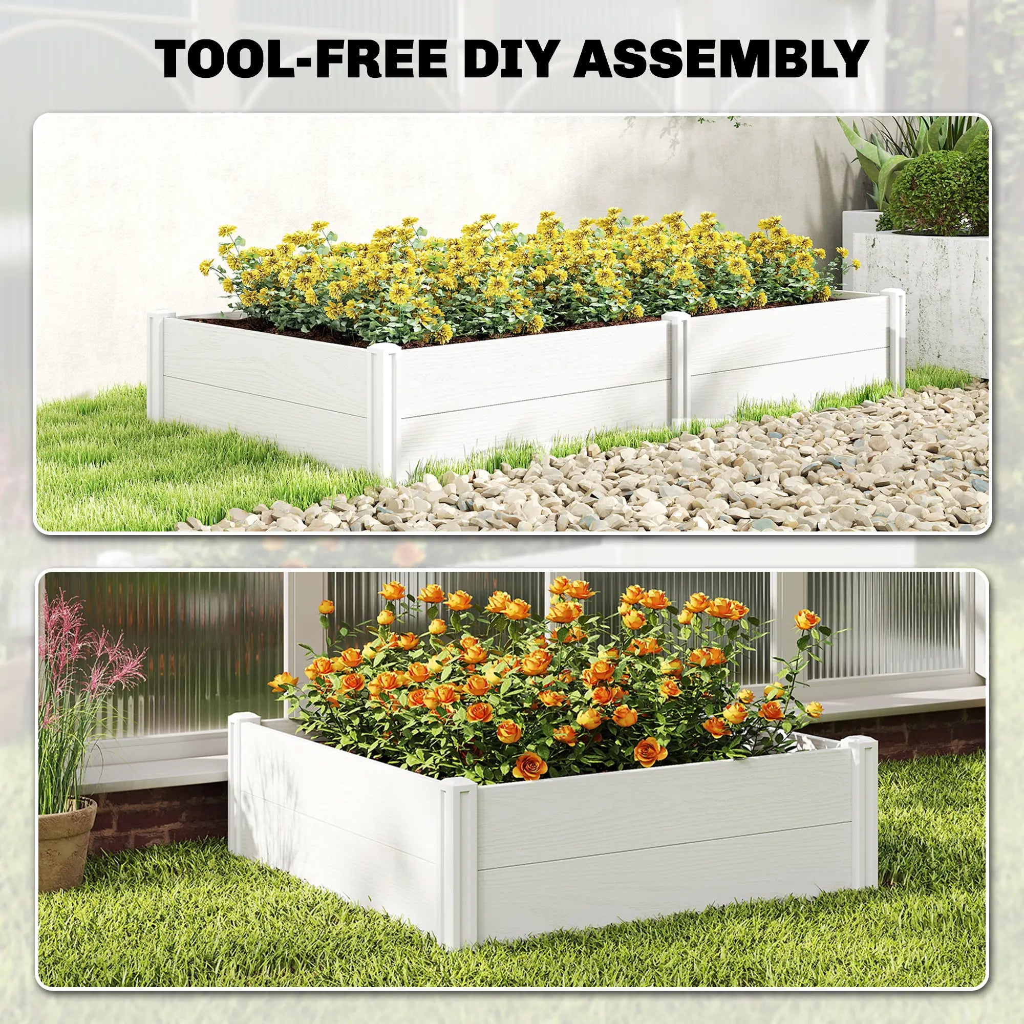 Vinyl Raised Garden Bed Kit, 6.5 x 3 x 1ft, White Raised Garden Beds at Gallery Canada