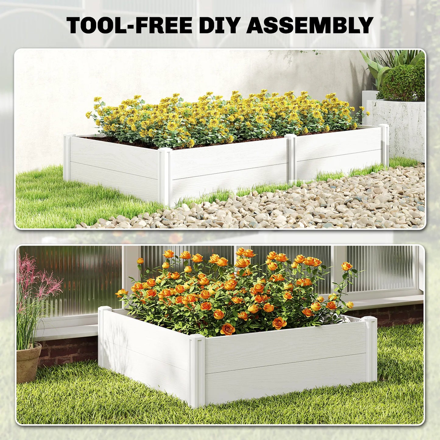 Vinyl Raised Garden Bed Kit, 6.5 x 3 x 1ft, White Raised Garden Beds at Gallery Canada