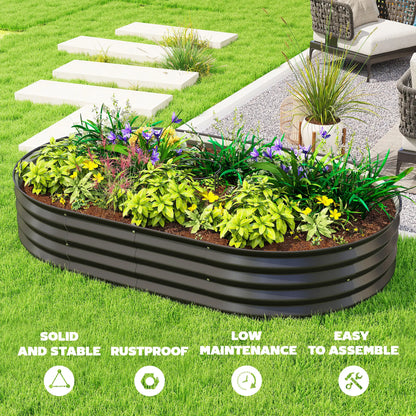 5' x 3' x 1' Large Outdoor Planter Box, Galvanized Raised Garden Bed, Black