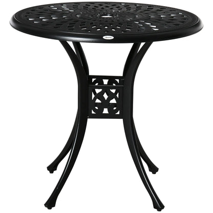 30-Inch Round Patio Dining Table, Umbrella Hole, Antique Cast Aluminum, Black Patio Side Tables at Gallery Canada