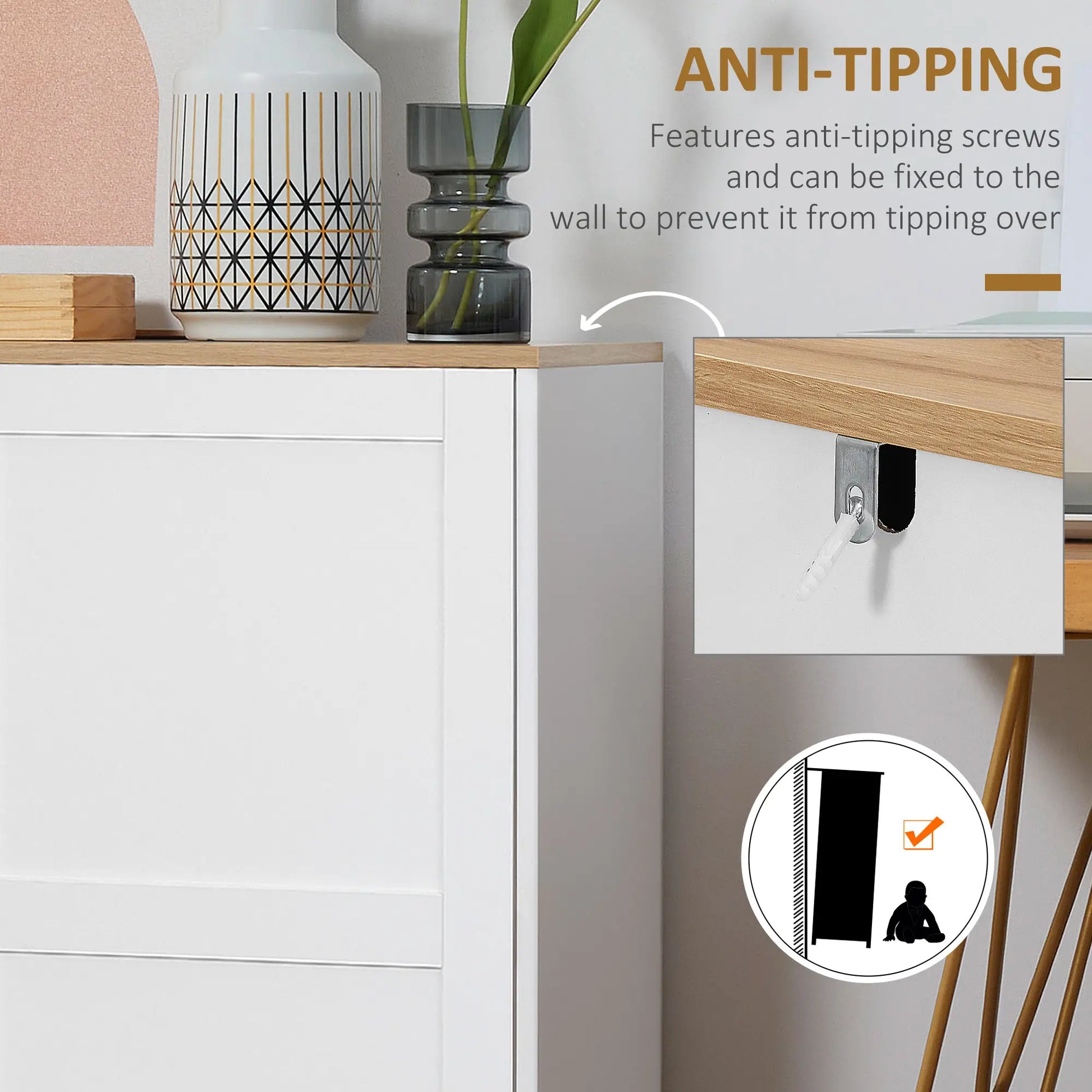 Kitchen Buffet, 2 Doors, 2 Adjustable Shelves, 90x39.5x88 cm, White Storage Cabinets at Gallery Canada