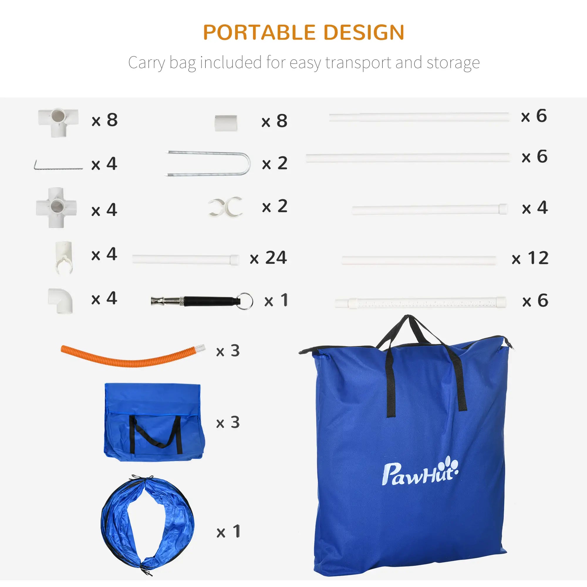 7 Pcs Dog Agility Kit, Tunnels, Weave Poles, Adjustable Hurdles, Blue Dog Agility Training Equipment at Gallery Canada