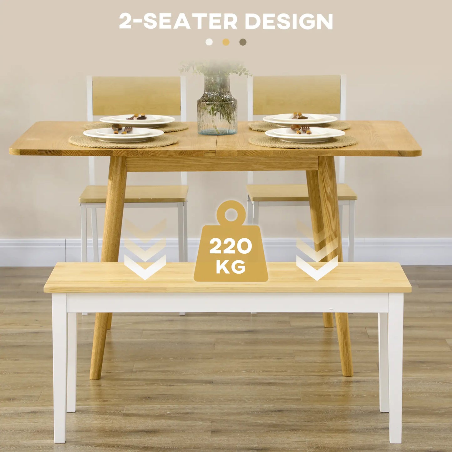 40" Wood Dining Bench, 2 Person, Natural Dining Chairs at Gallery Canada