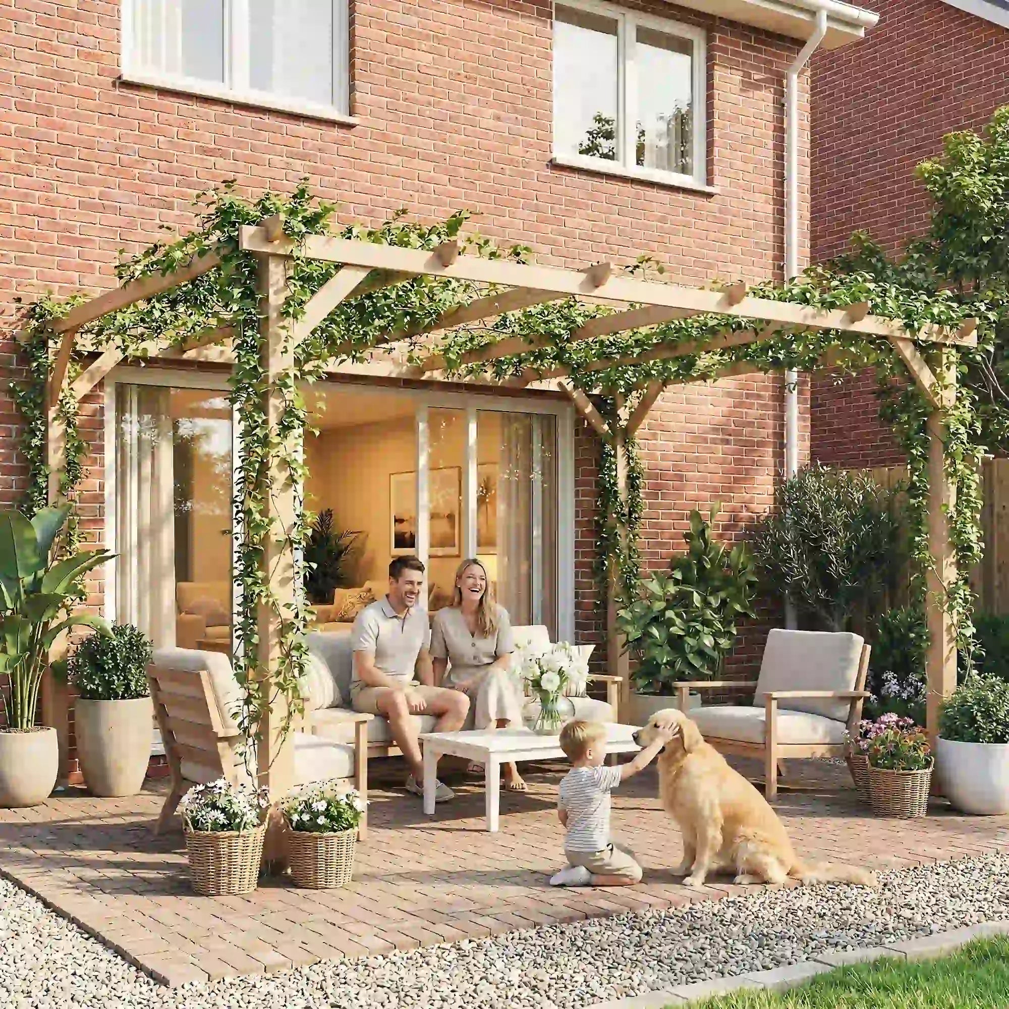 10' x 13' Wooden Pergola, Outdoor Gazebo Trellis, Concrete Anchors Pergolas at Gallery Canada