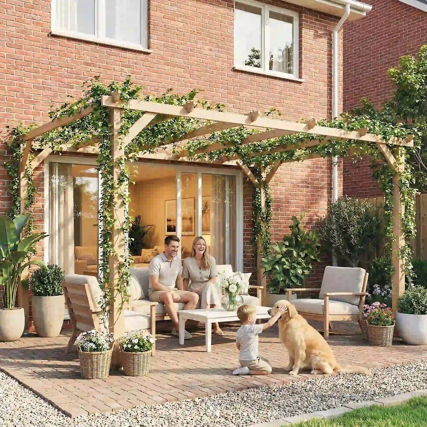 10' x 13' Wooden Pergola, Outdoor Gazebo Trellis, Concrete Anchors Pergolas at Gallery Canada
