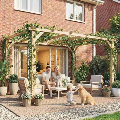 10' x 13' Wooden Pergola, Outdoor Gazebo Trellis, Concrete Anchors Pergolas at Gallery Canada