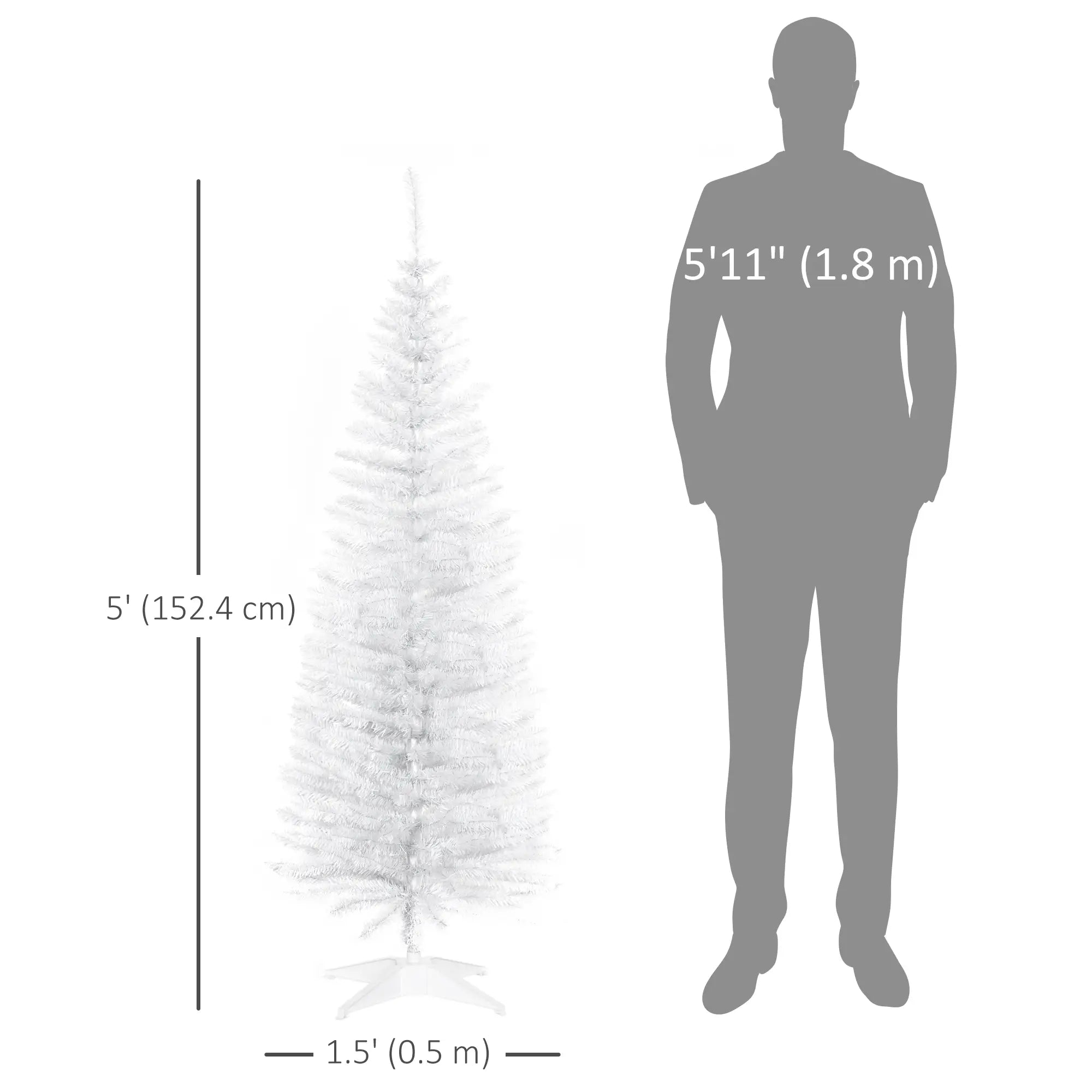 5FT Artificial Pencil Christmas Tree, Realistic Branches, White Pencil Christmas Trees at Gallery Canada