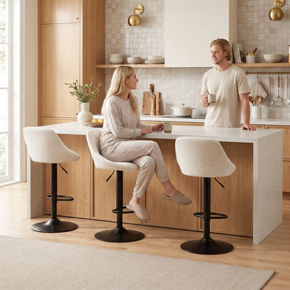 Tabourets de bar pivotants hauteur comptoir Lot de 3, Blanc cassé
