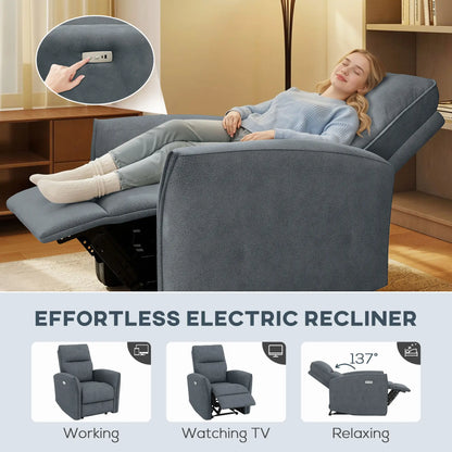 Fabric Recliner Chair, USB Ports, Footrest, Charcoal Grey Sofas & Reclining Chairs at Gallery Canada
