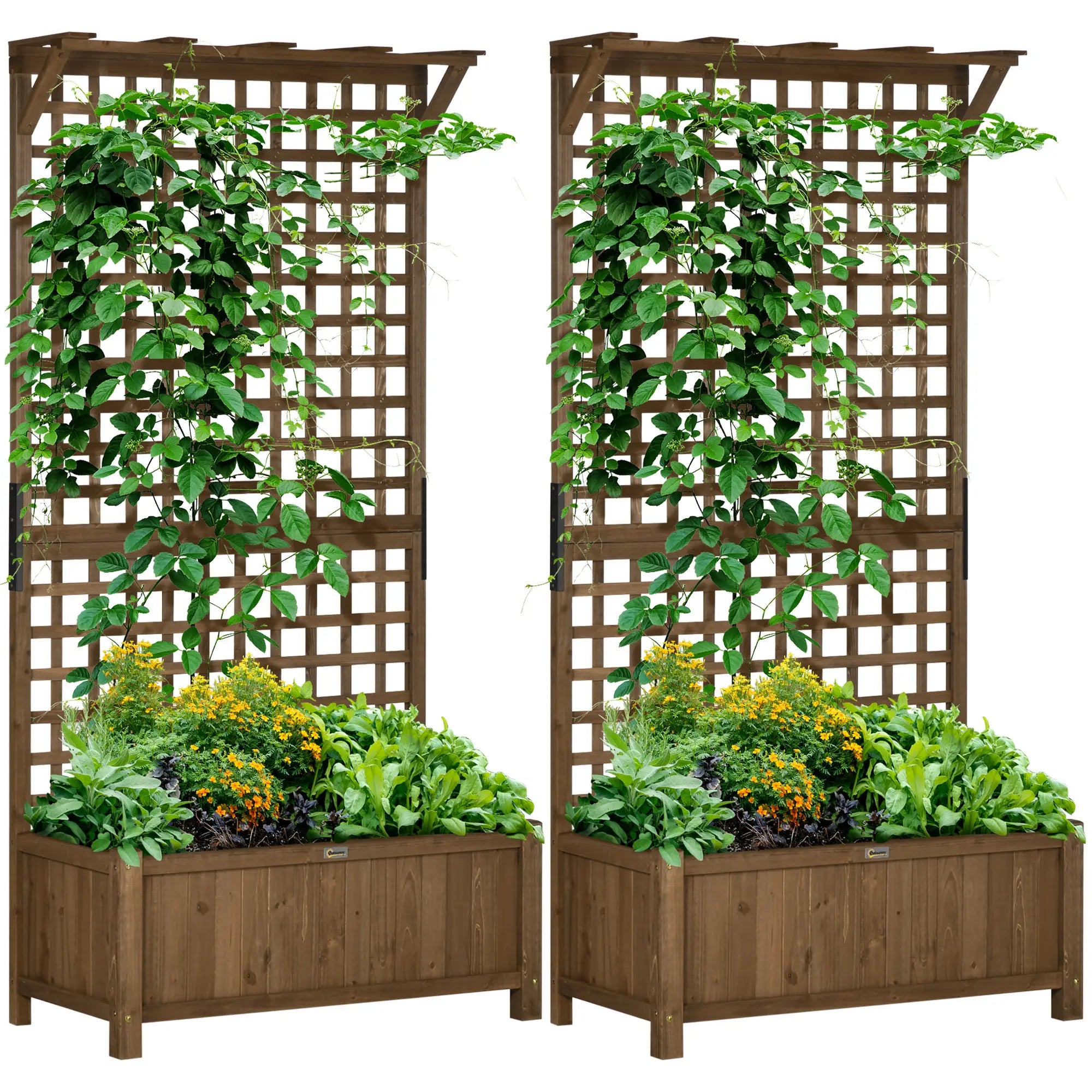 Wood Planter with Trellis for Vine Climbing, Raised Garden Bed Wooden Planter Boxes at Gallery Canada