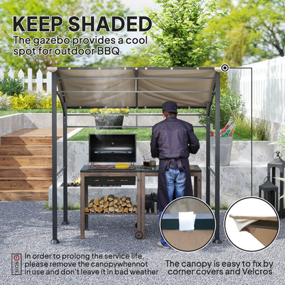 7' x 5' BBQ Grill Gazebo Tent, Steel Frame, Hooks, Khaki BBQ Grill Gazebos at Gallery Canada