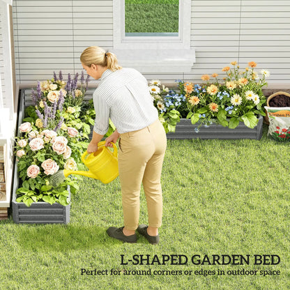 L-Shaped Raised Garden Bed, 82" x 109" x 12", Galvanized Steel Planter Box, Light Grey Galvanized Planter Boxes at Gallery Canada