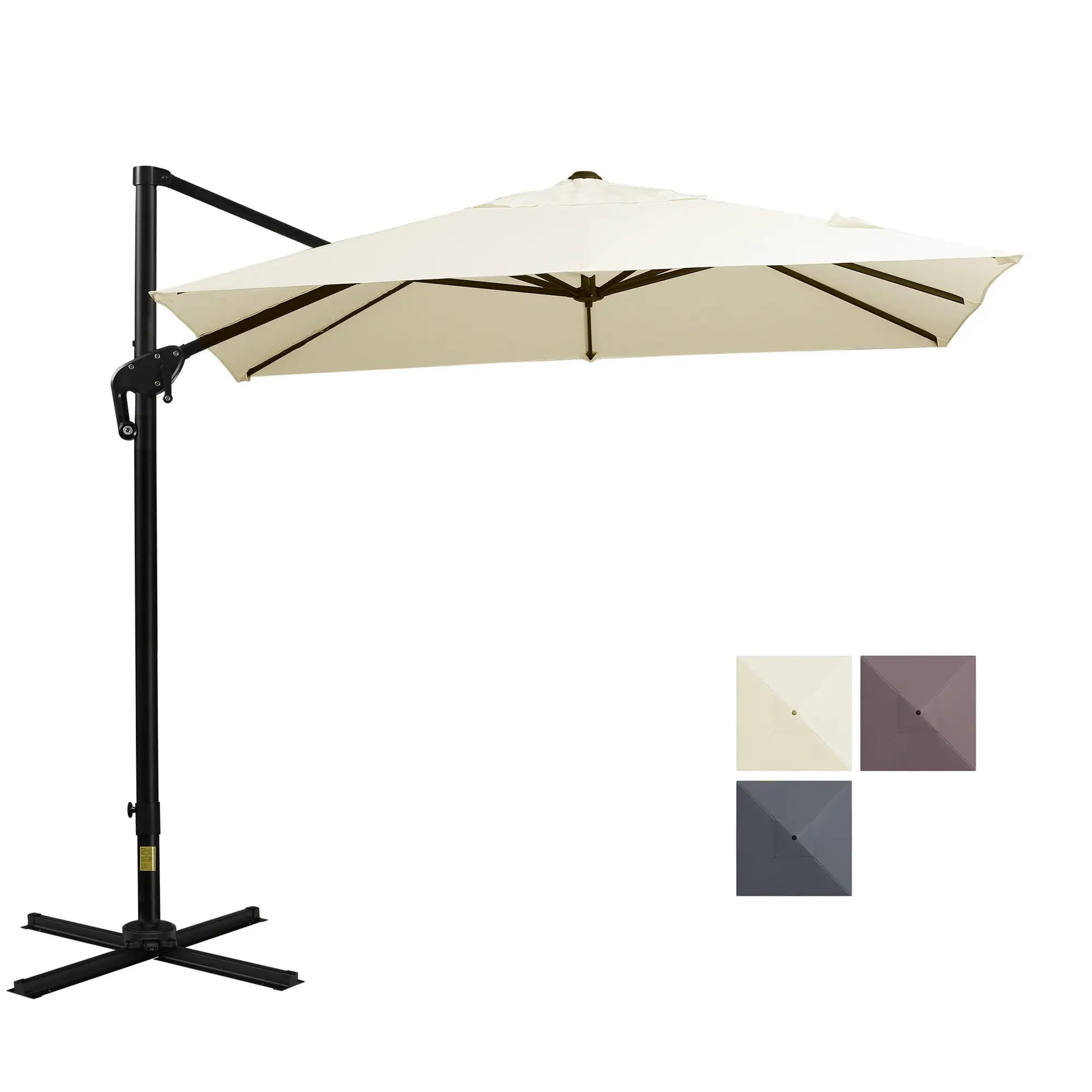 8'x8' Square Patio Umbrella, Outdoor Cantilever Parasol, Cream White Offset Cantilever Umbrellas at Gallery Canada